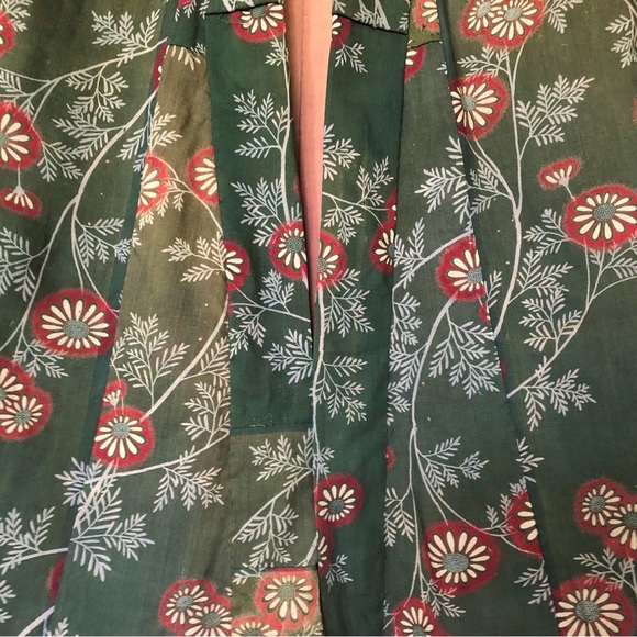 ❌SOLD Vintage Green Floral Cotton “Boro” Cropped Kimono Robe Jacket - Picture 10 of 13